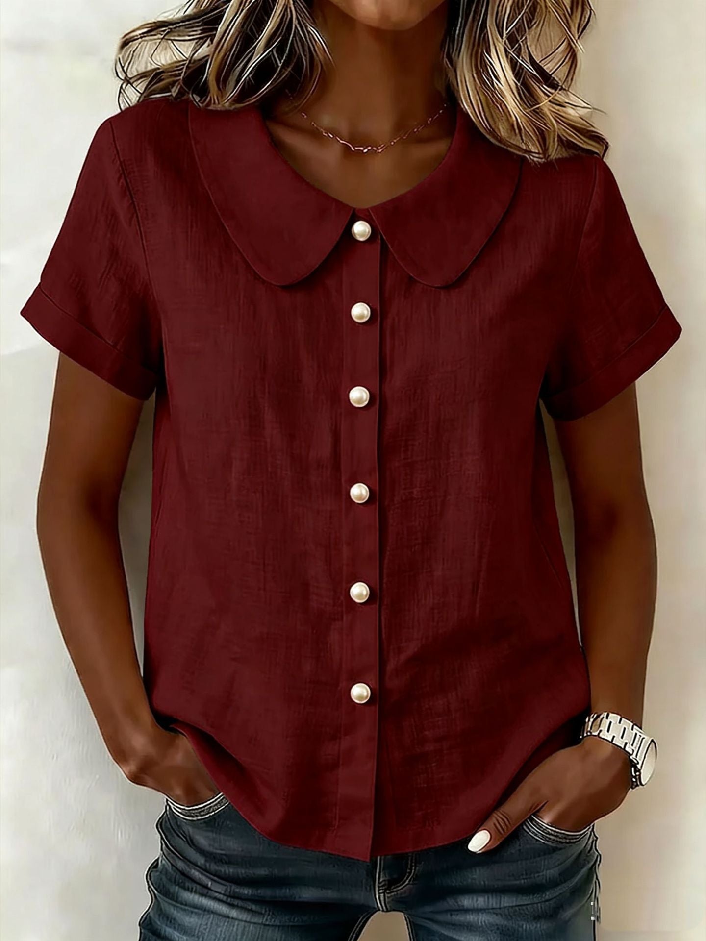 Solid Loose Cotton Linen Shirt | Women Casual