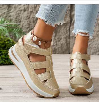 Women’s Closed Toe Hollow Wedge Breathable Summer Shoes