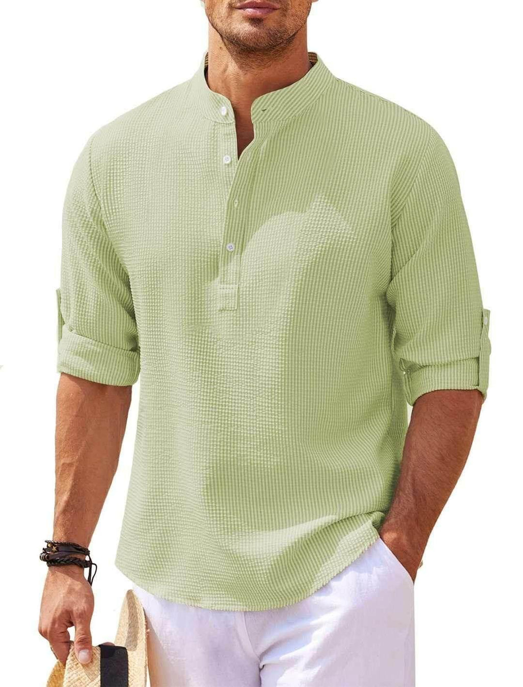 Men's Long Sleeve Stand Collar Shirt – Shop Now - ZA-Zola
