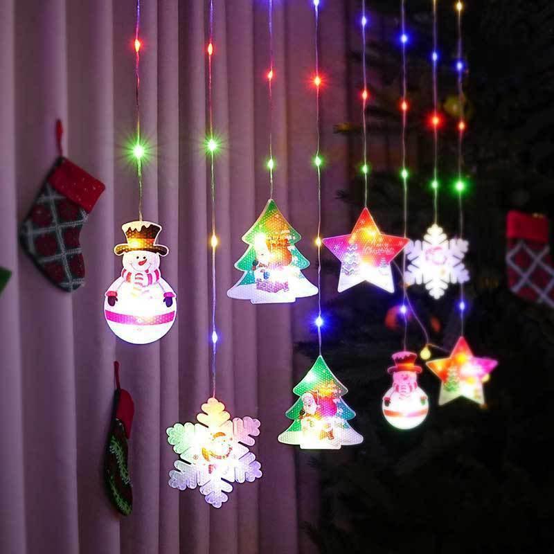 Painted Christmas Curtain Lights | Warm Ambience Holiday Décor - ZA-Zola