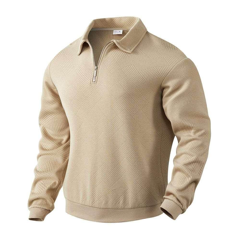 Lapel Jacquard Half-Zipper Sweatshirt - Stylish Men's Tops - ZA-Zola