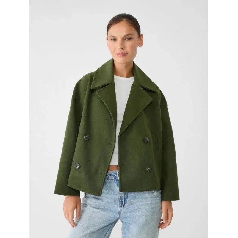 Double Breasted Wool Blazer Women Winter Coat - ZA-Zola
