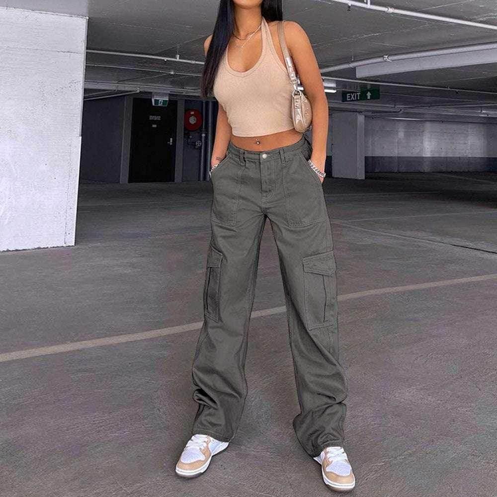 High Waist Workwear Jeans with Pockets - ZA-Zola