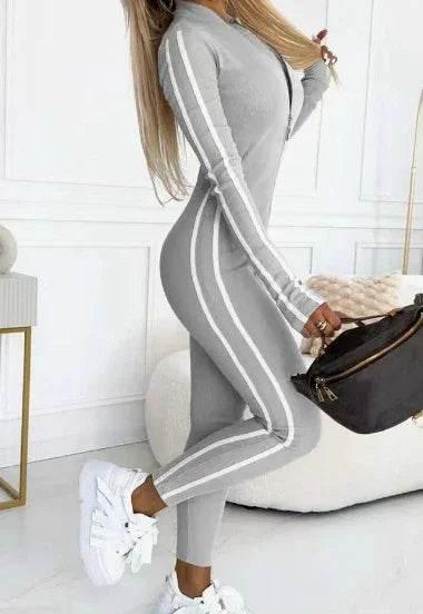 Women's Slim Striped Jumpsuit – Stylish & Comfy! - ZA-Zola