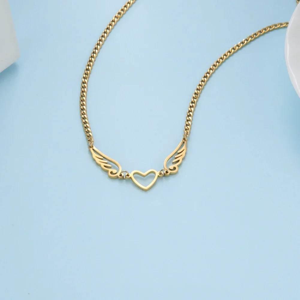 Hollow Heart Angel Wing Necklace - Shop Now | ZA-Zola - ZA-Zola