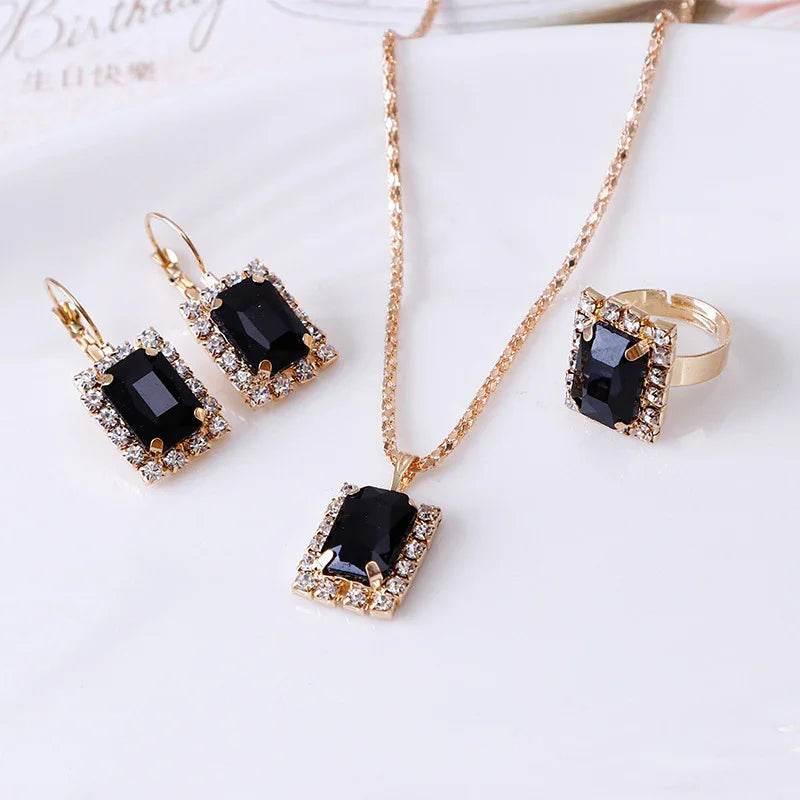 Crystal Jewelry Set – Necklace, Earrings & Ring - ZA-Zola
