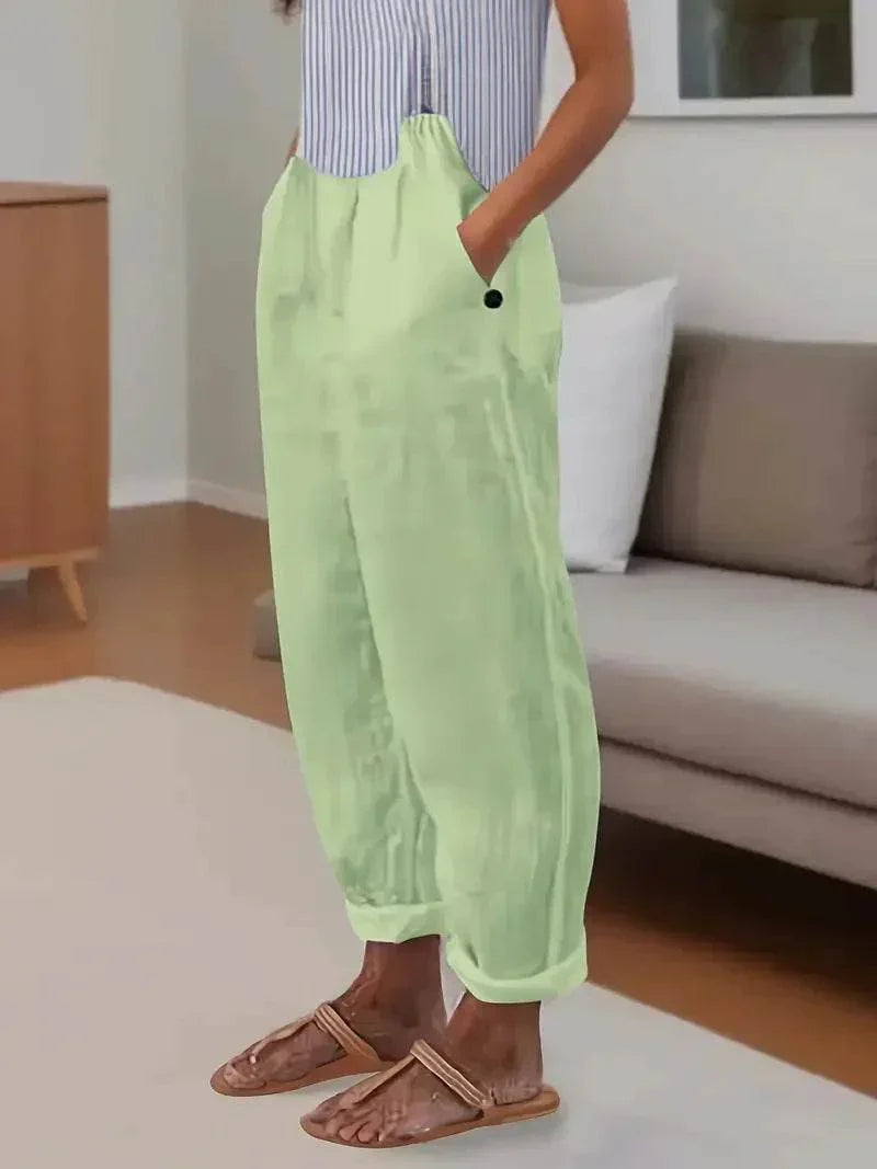 Cotton Linen Straight Casual Pants – Women - ZA-Zola