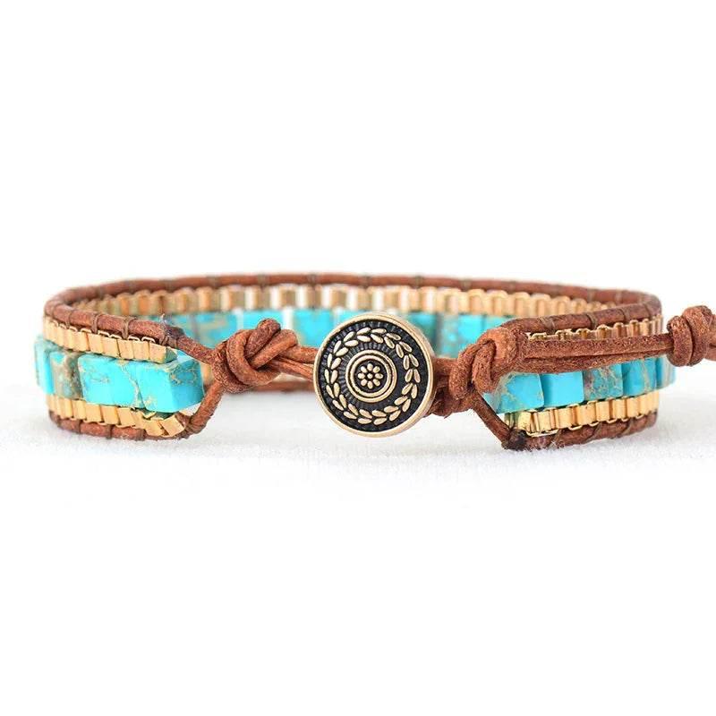 Imperial Stone Hand-Woven Leather Bracelet - ZA-Zola