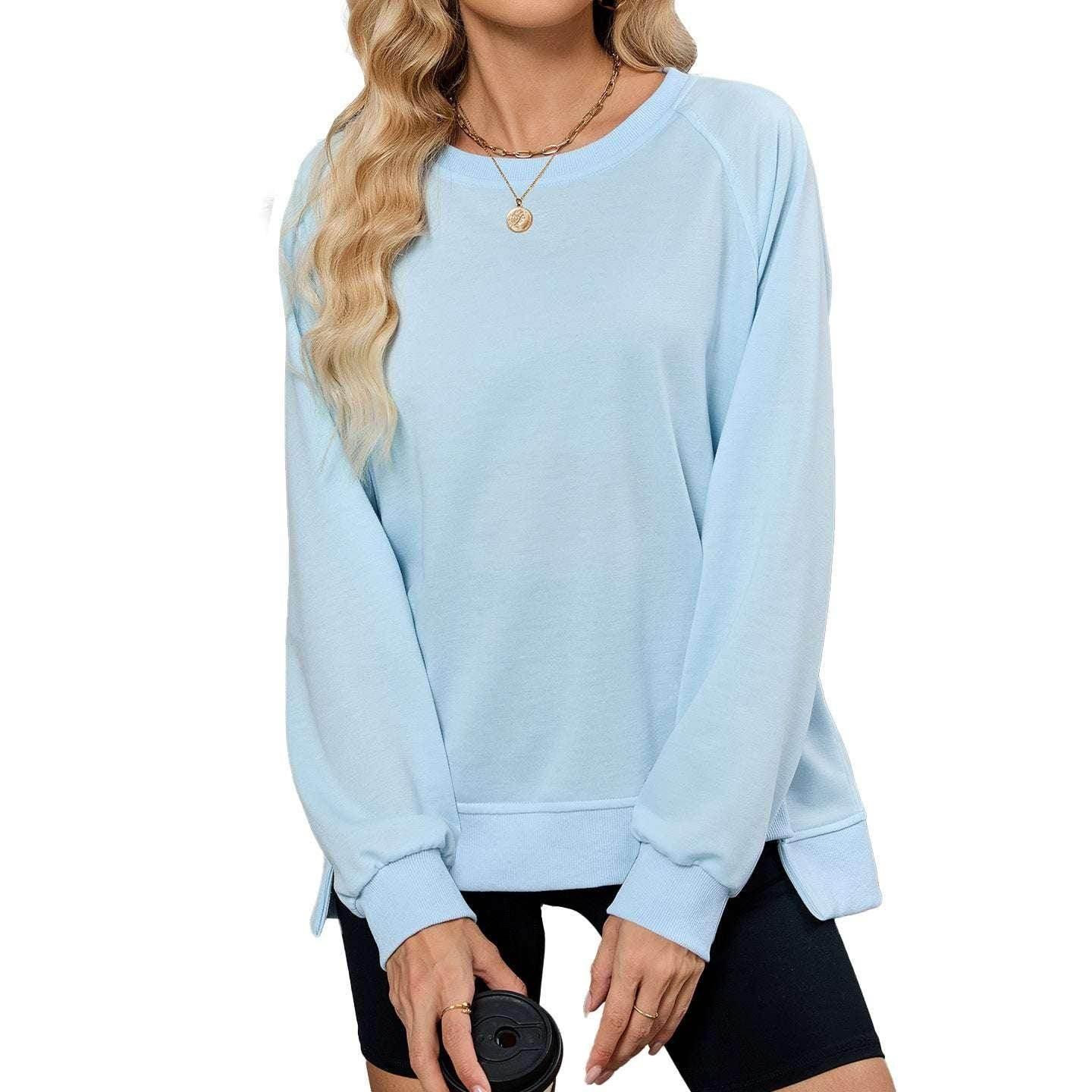 Women’s Loose Round Neck Sweatshirt Pullover - ZA-Zola