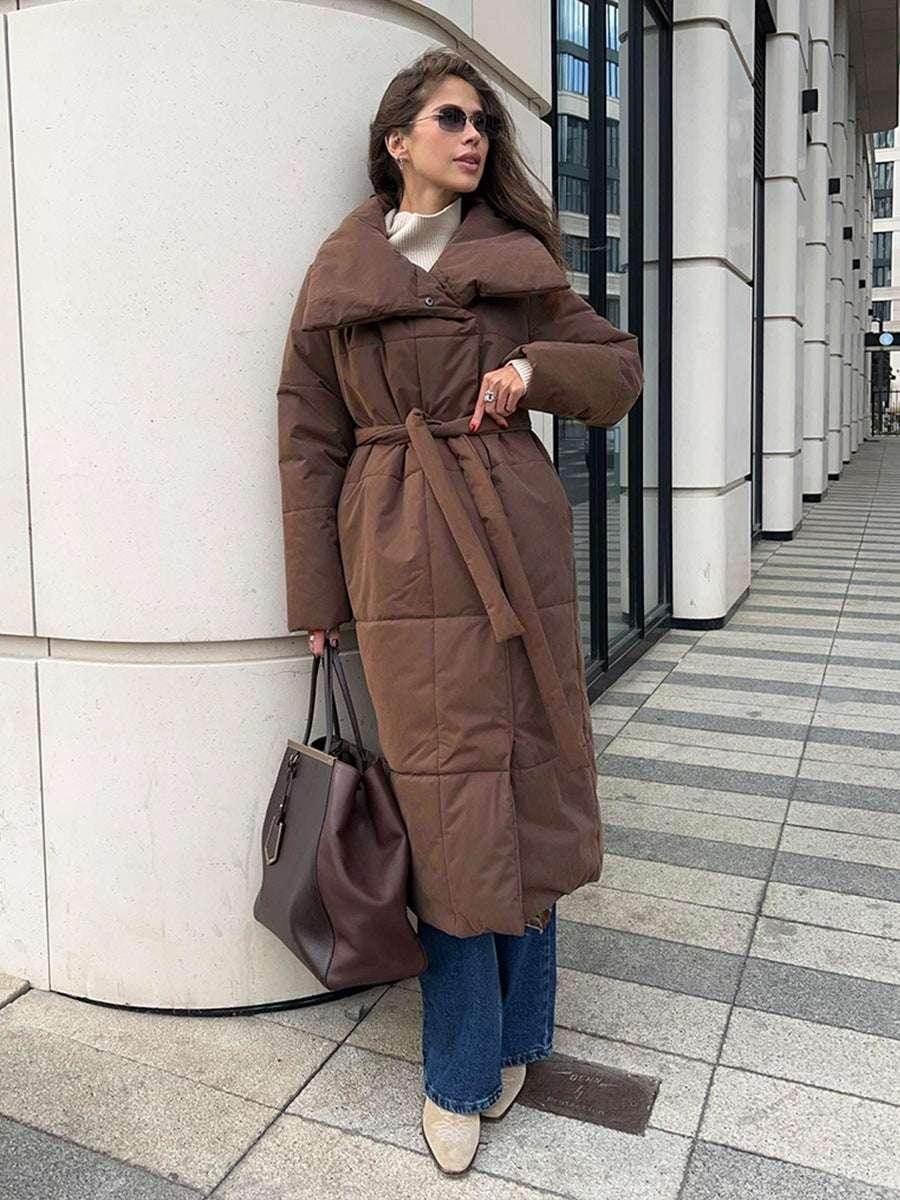 Chic Large Lapel Long Coat – Warm Winter Jacket for Women - ZA-Zola