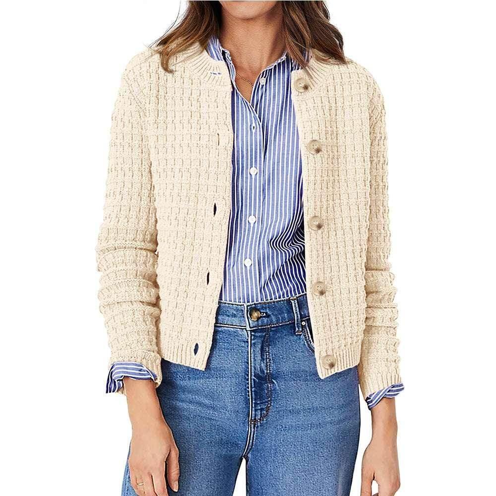 Women's Solid Color Knit Cardigan Sweater - ZA-Zola