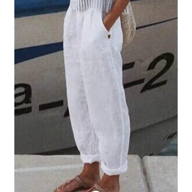 Cotton Linen Straight Casual Pants – Women - ZA-Zola