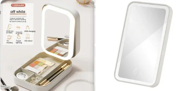 LED Makeup Storage Box with Touch Light Mirror - ZA-Zola