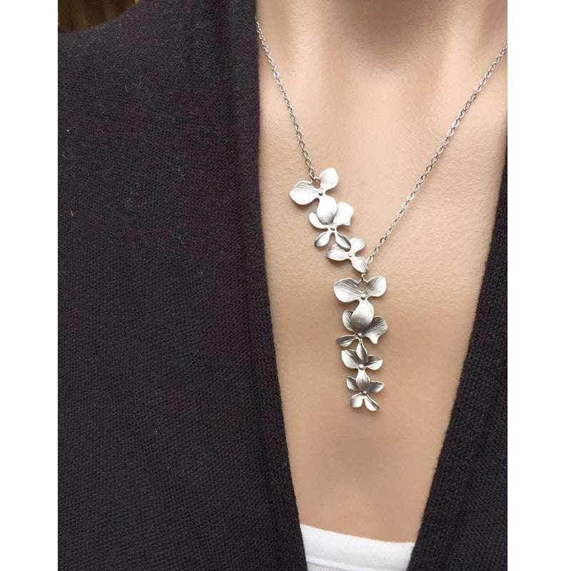 Silver Petal Necklace & Earrings Set for Women - ZA-Zola