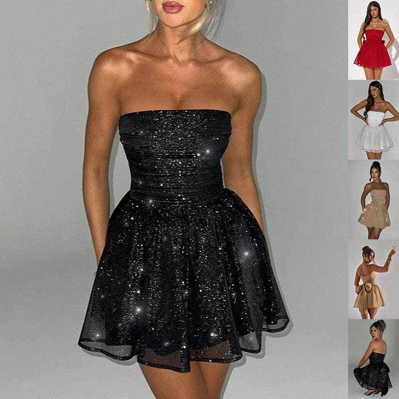 Buy Black Tube Top Lace Dress with Back Bow Knot – Shop Now! - ZA-Zola