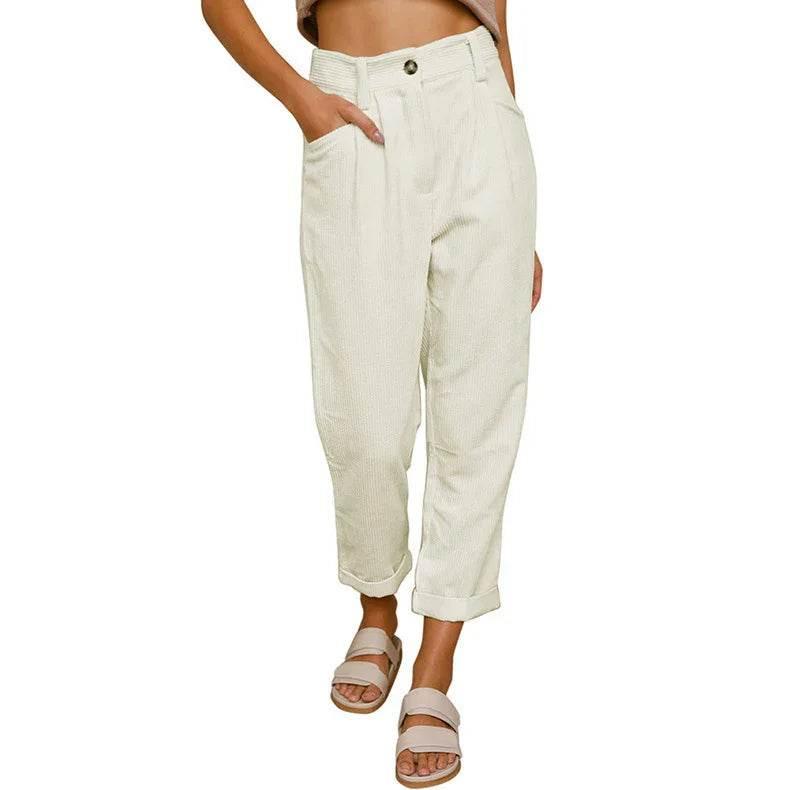 Corduroy Baggy Straight Pants – High Waist Vibe - ZA-Zola