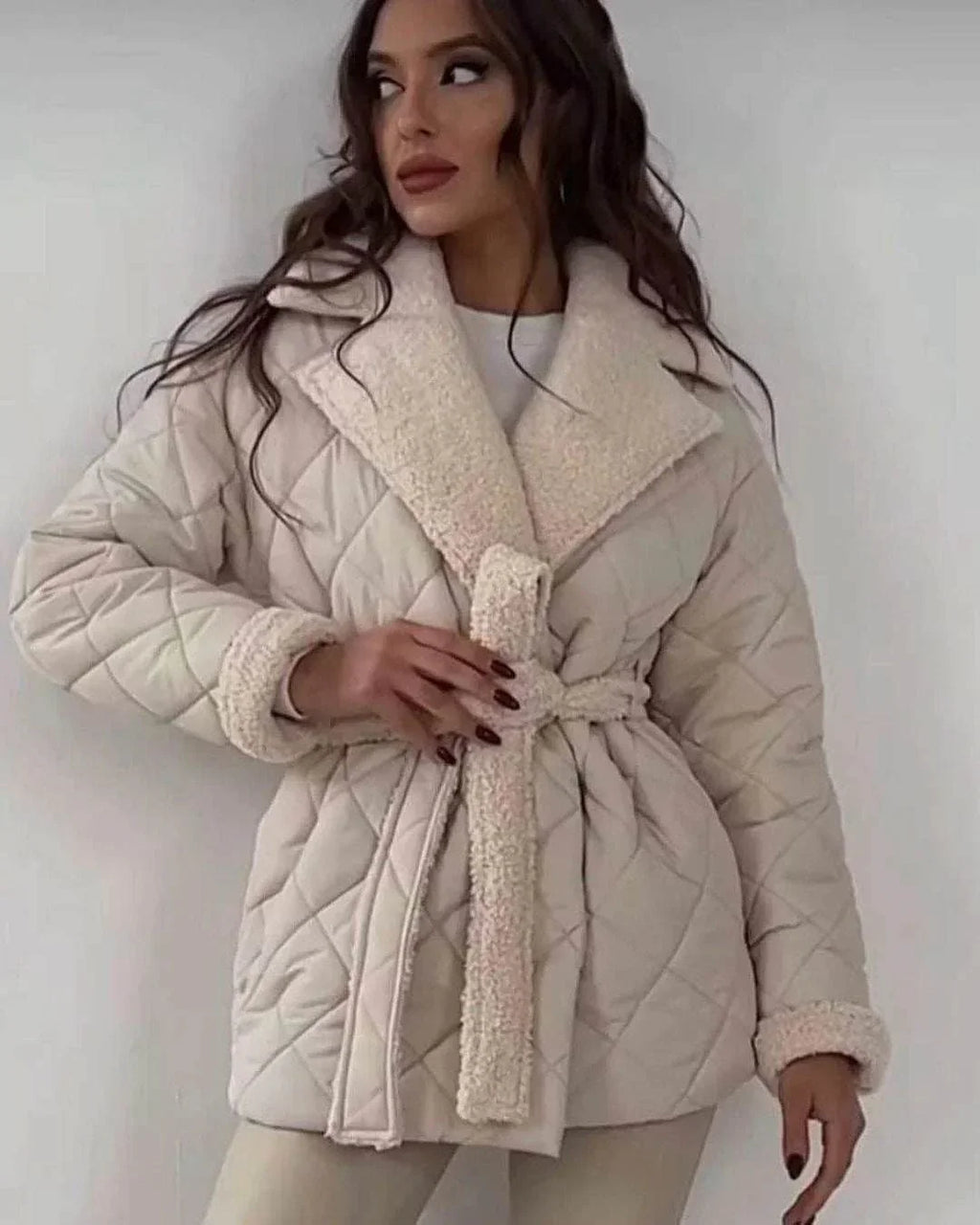 Winter Lapel Plaid Coat – Stylish Waist-Tied Jacket | Shop Now! - ZA-Zola