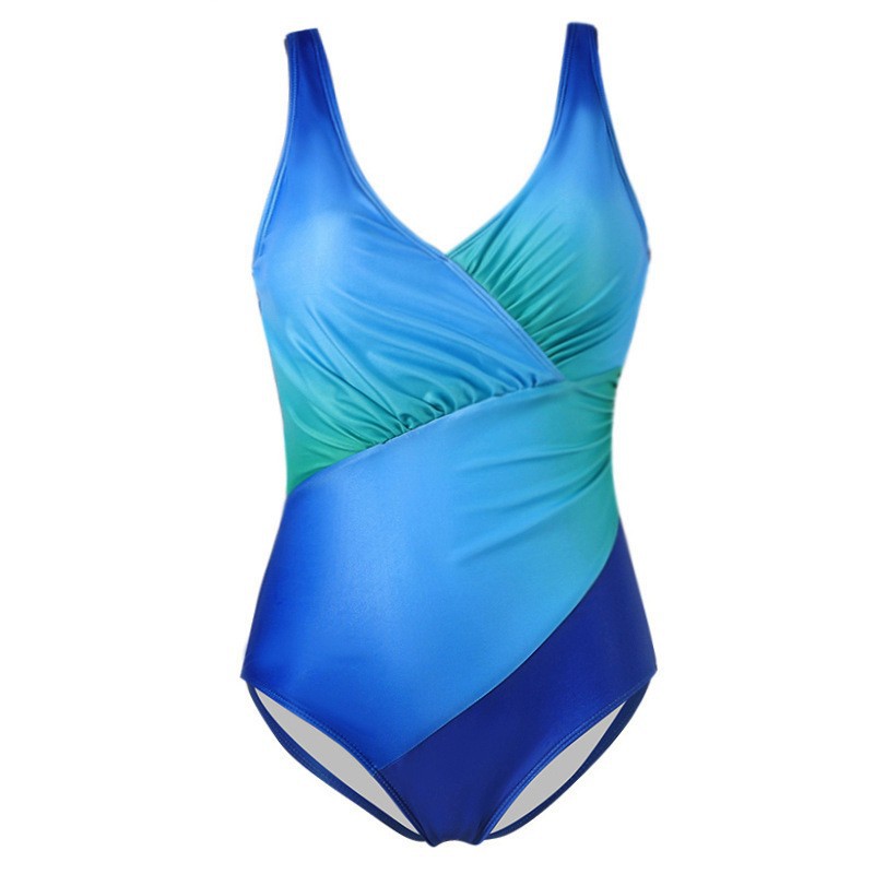 Blue and green gradient swimsuit on a white background