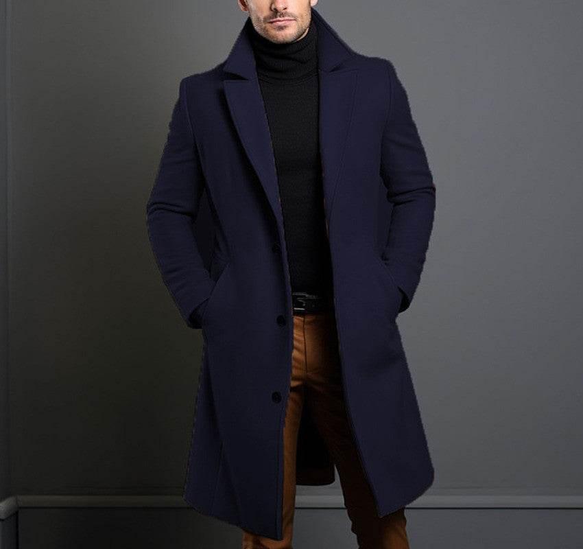 Men’s Mid-Length Trench Coat Fall Winter Slim Overcoat - ZA-Zola