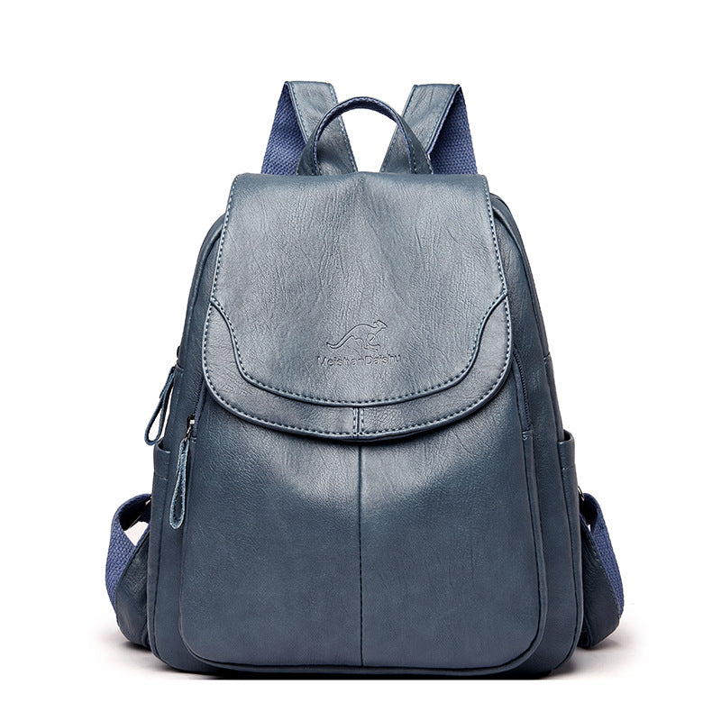 Blue backpack on a white background