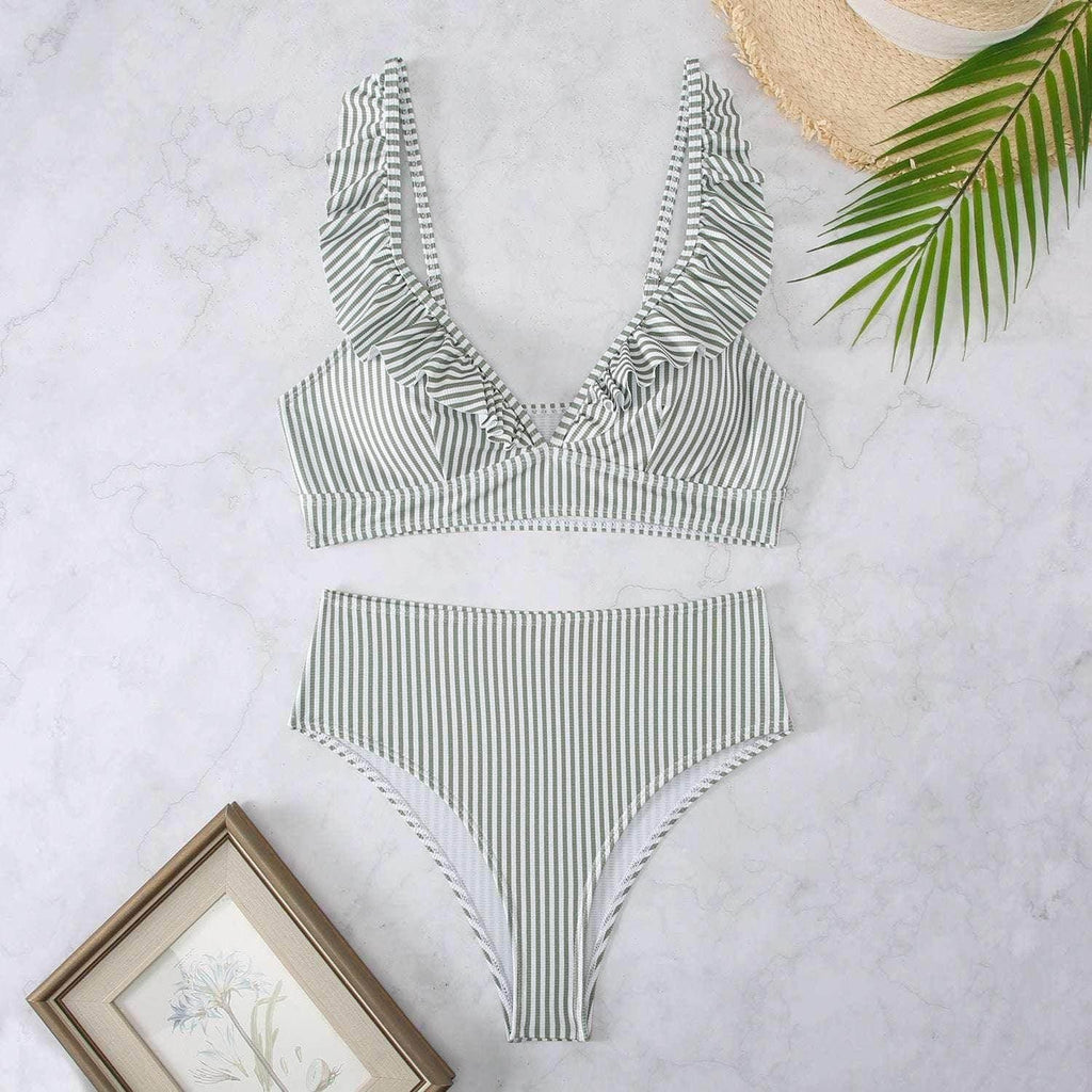 Retro Striped Bikini Set – Vacation Swimwear - ZA-Zola