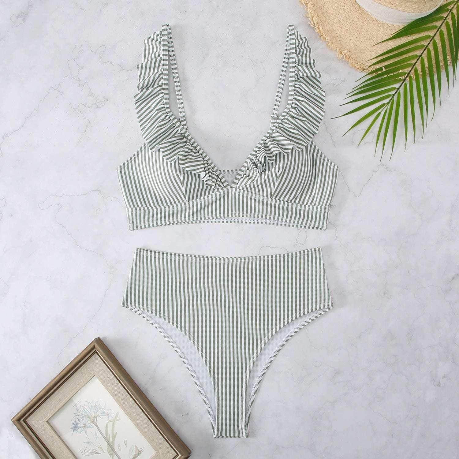 Retro Striped Bikini Set – Vacation Swimwear - ZA-Zola