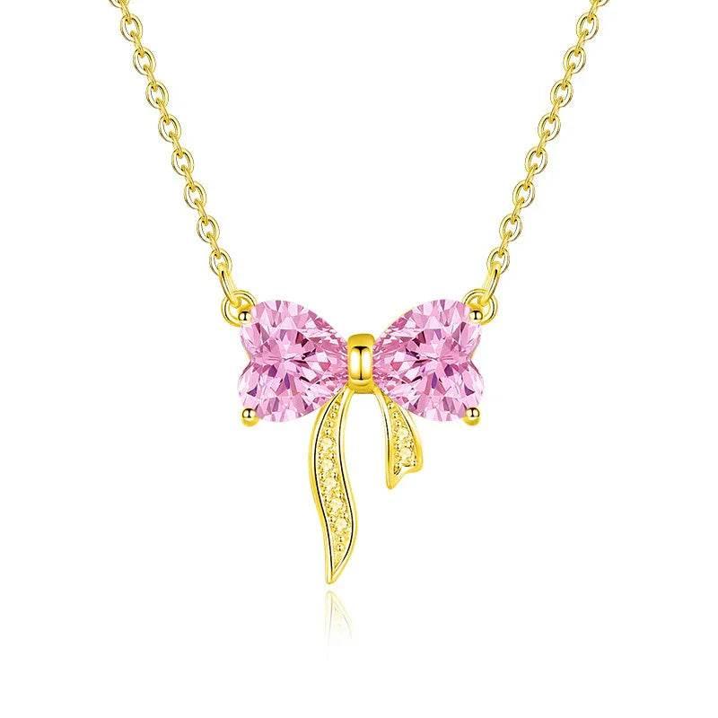 Shop Women's Bow Zircon Necklace - Stunning Sterling Silver! - ZA-Zola