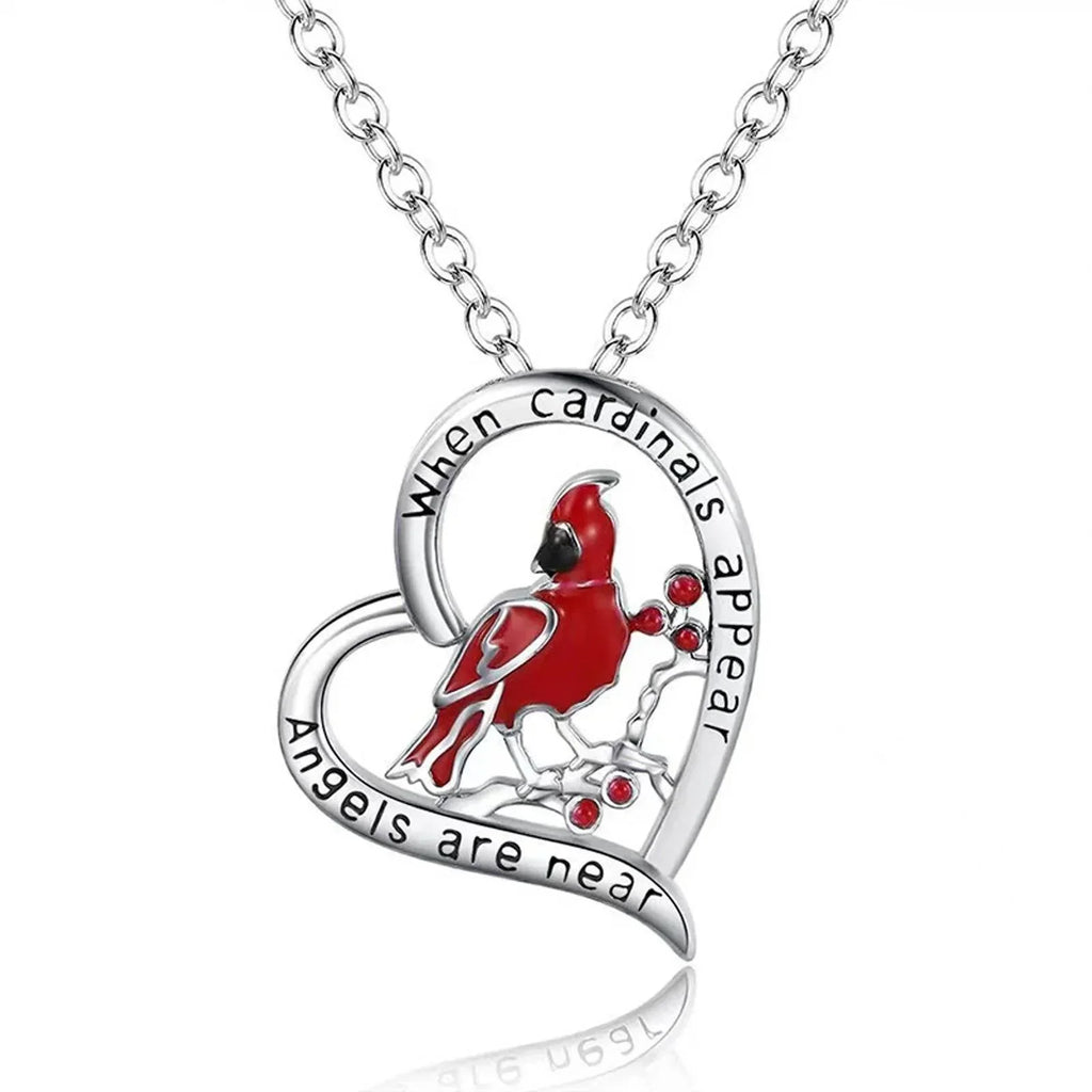 Heart Shaped Cardinal Pendant Necklace Gift - ZA-Zola