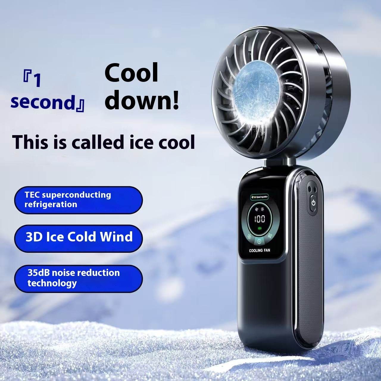 ZA-Zola Ice Compress Digital Display Handheld Fan - ZA-Zola