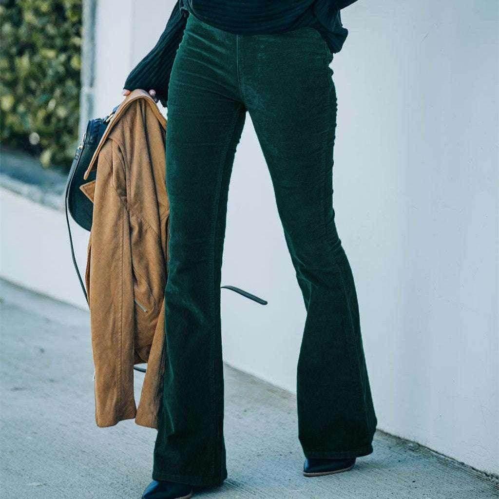 High Waist Corduroy Flared Pants – Slim Fit - ZA-Zola