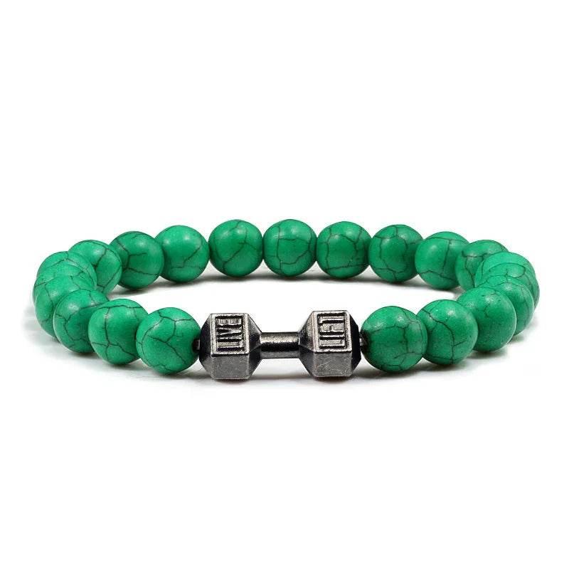 Turquoise Electroplated Alloy Barbell Bracelet - ZA-Zola