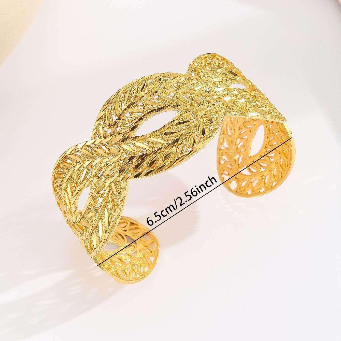 18K Gold Twisted Open Cuff Bracelet for Women - ZA-Zola