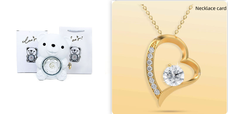 Rotating Bear Gift Box Rose Jewelry Box – ZA-Zola