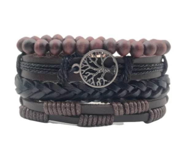Men’s Vintage Braided Leather Bracelet - ZA-Zola