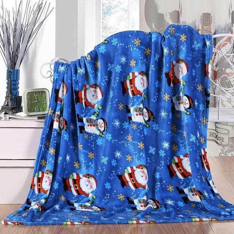 Cozy Christmas Elk & Snowman Blanket – Flannel - ZA-Zola