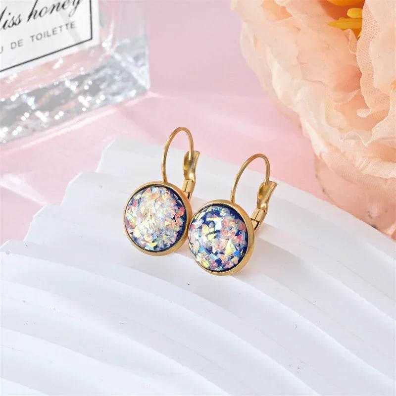Sequin Rhinestone Stainless Steel Earrings - ZA-Zola