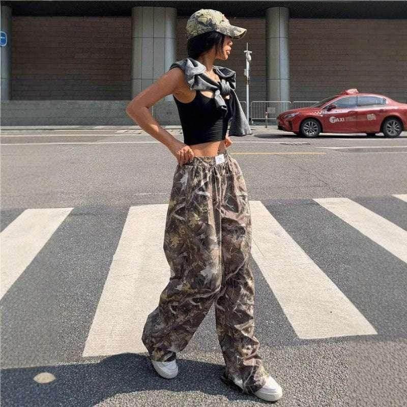 Women’s Y2K Camo Cargo Pants with Pockets - ZA-Zola