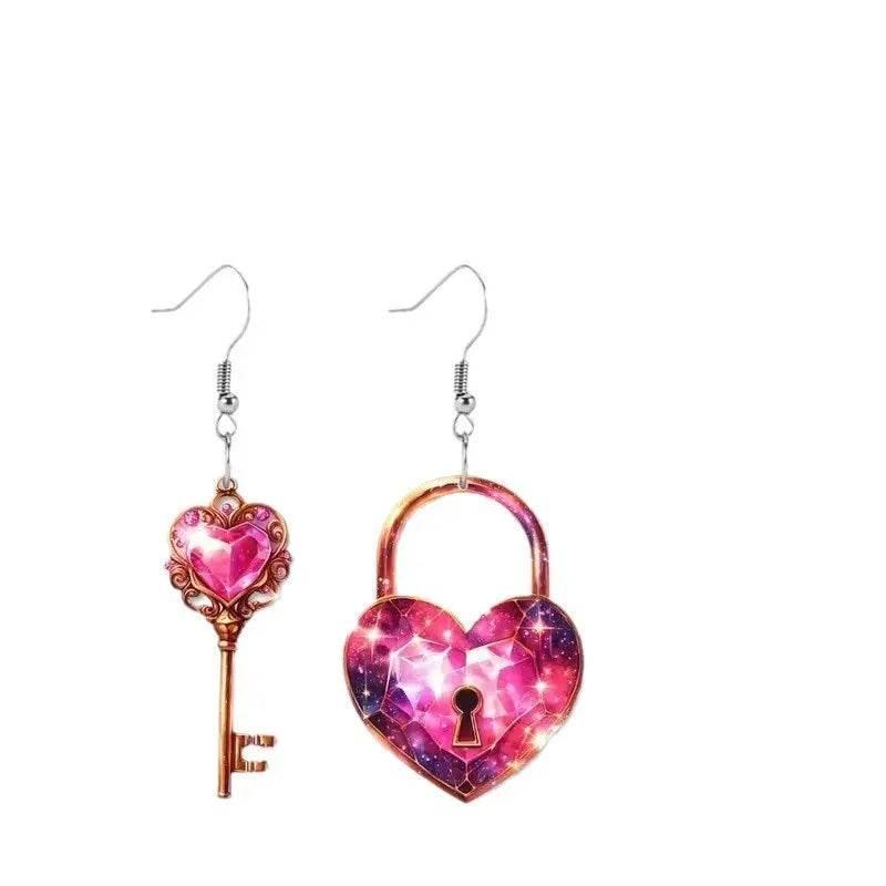 Romantic Heart Lock Key Earrings - Shop Now! - ZA-Zola