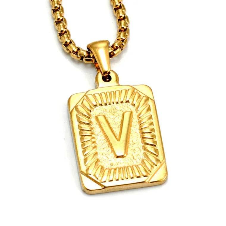 18K Gold Letter Pendant Pearl Chain Necklace - ZA-Zola