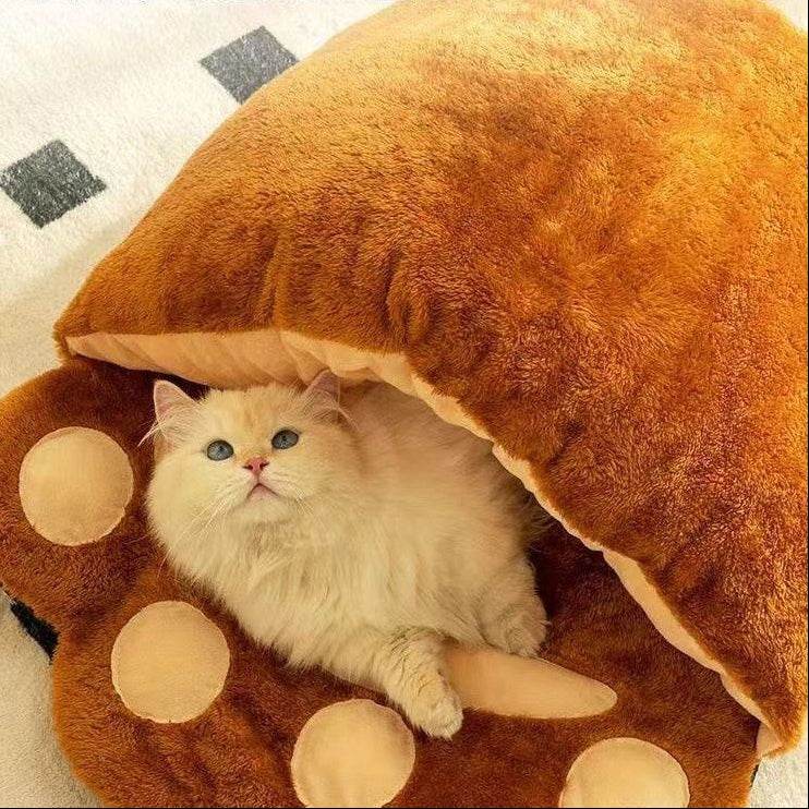 Bear Paw Cat Bed | Winter Warm Fluffy Pet Bed - ZA-Zola