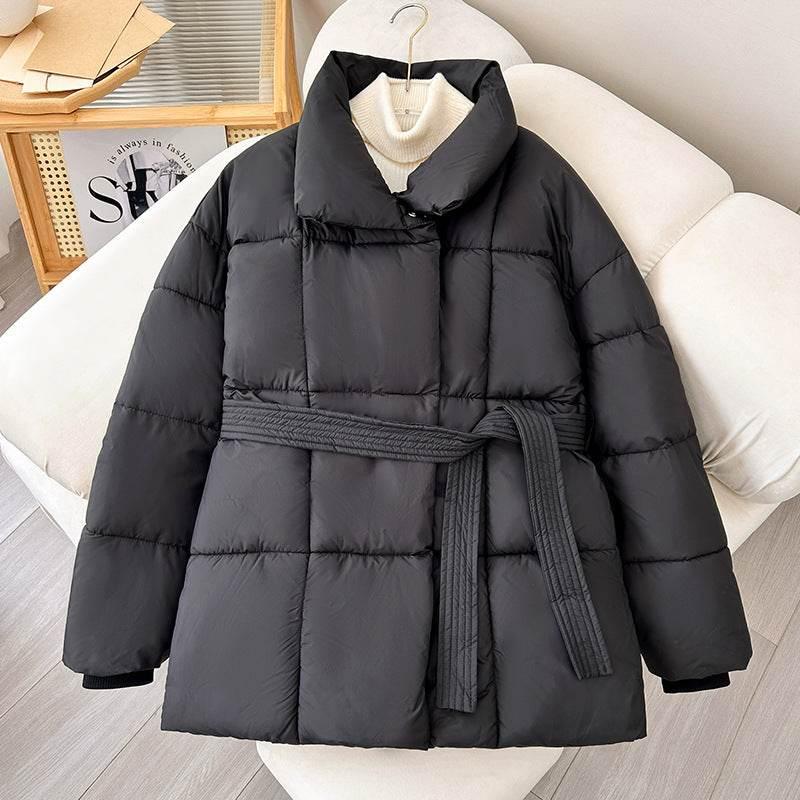 Winter Plaid Lapel Coat for Women | Lace-up Thick Warm Jacket - ZA-Zola