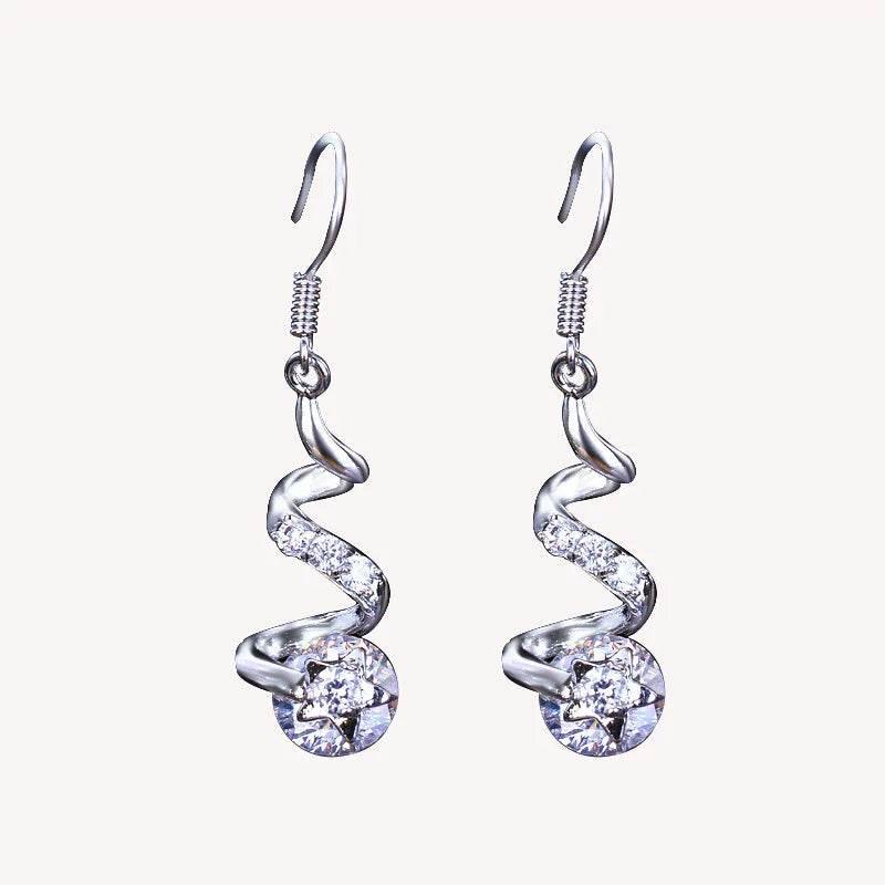 Purple Zircon Spiral Hook Earrings for Women - ZA-Zola