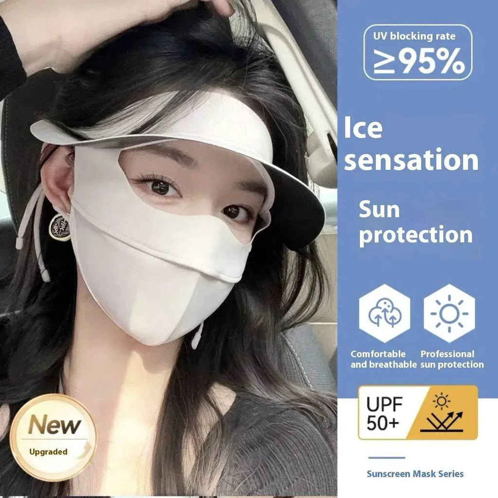 Women's Ice Silk Sun Hat Mask – Full Face Cover - ZA-Zola