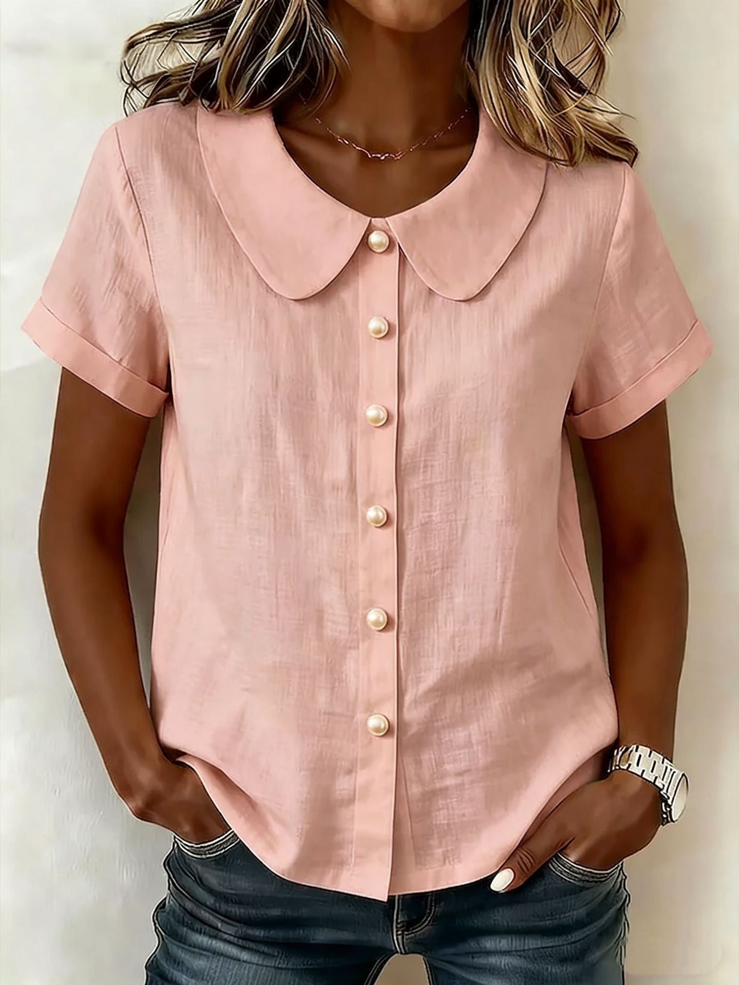 Solid Loose Cotton Linen Shirt | Women Casual