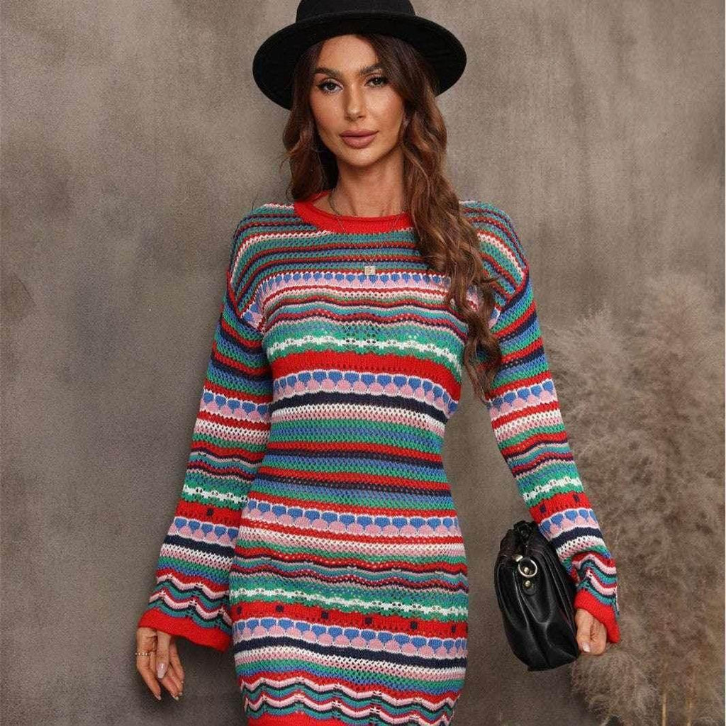 Women’s Patchwork Knit Cutout Dress - ZA-Zola