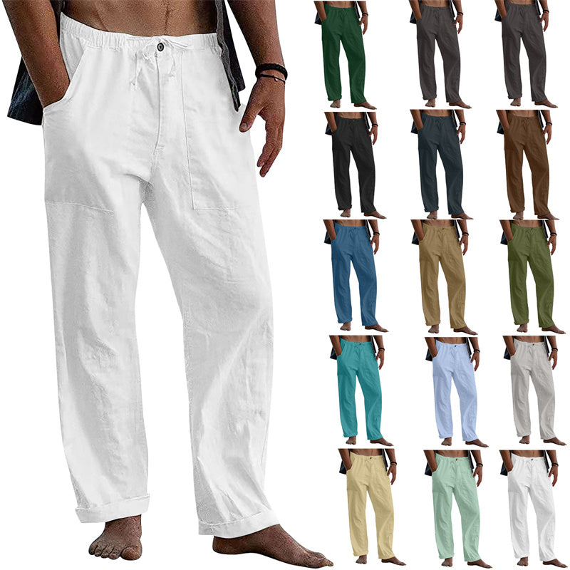 White pants displayed with a grid of other colored pants on a white background