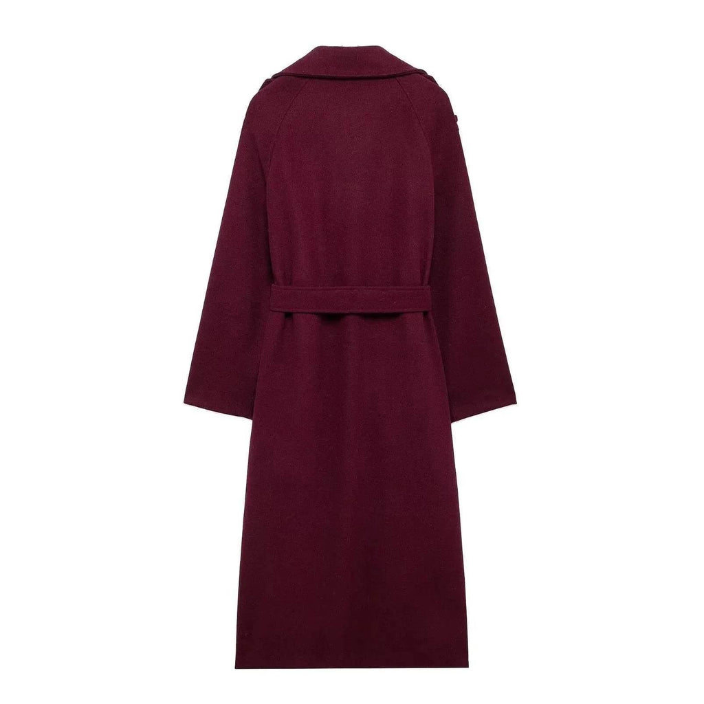 Shop Retro Loose Double-Breasted Trench Coat with Belt - ZA-Zola