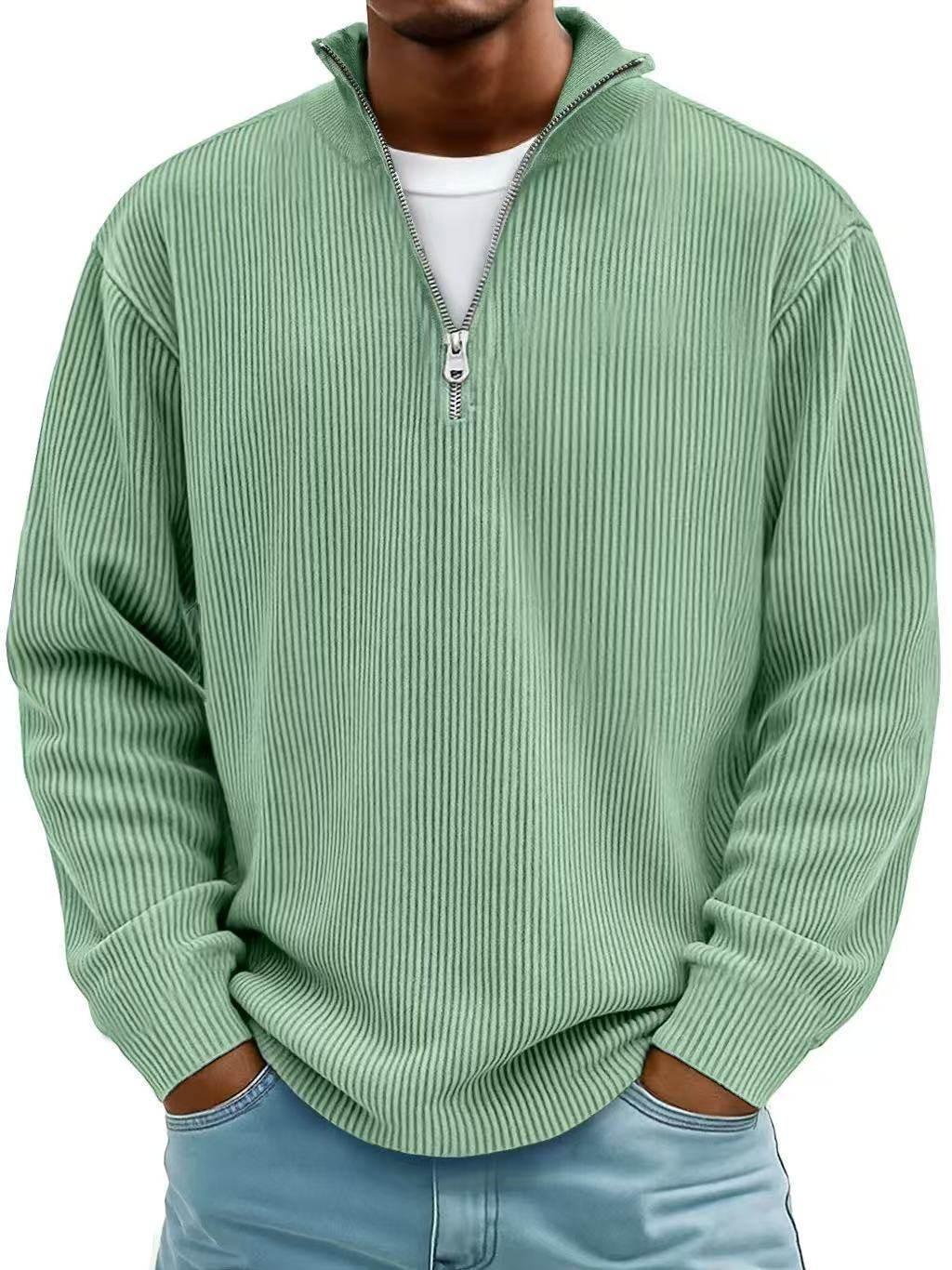 Corduroy Zipper Stand Collar Sweatshirt for Men – Casual Warm Top - ZA-Zola