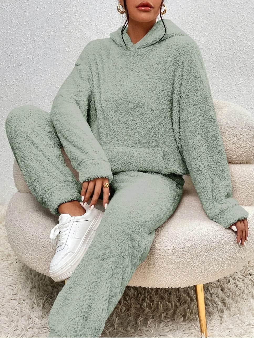 Winter Plush Pajama Set for Women | Warm Hooded Loungewear - ZA-Zola