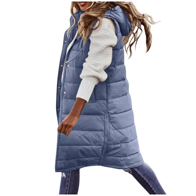 Women Sleeveless Down Jacket – Long Winter Puffer Coat - ZA-Zola